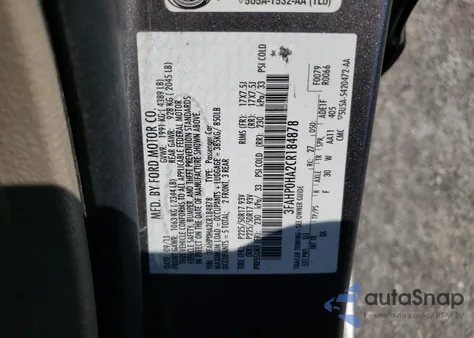 2012 Ford Fusion Se from USA, damaged, VIN 3FAHP0HA2CR184878